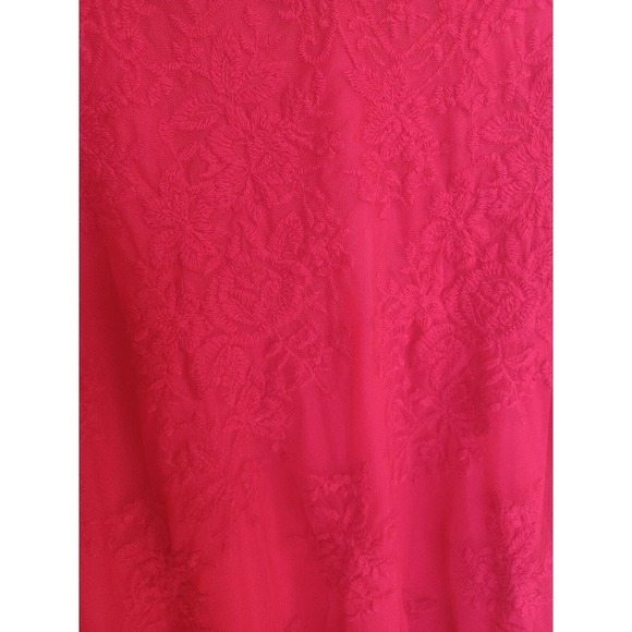 Unbranded Red Lace Overlay Pullover SzL Long Sleeves Criss Cross Back - Picture 6 of 7